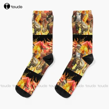 Чорапи Avdol X Axel Aka Austin|Аниме Crossove|Кросоувър Duo Мъжки бели Дизайн на чорапи, сладки чорапи, креативни, забавни чорапи